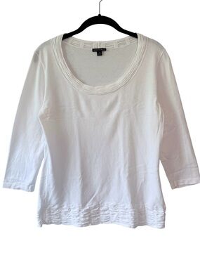 Lafayette 148 New York Scoop Neck 3/4 Sleeve Lightweight Top White Size Medium
